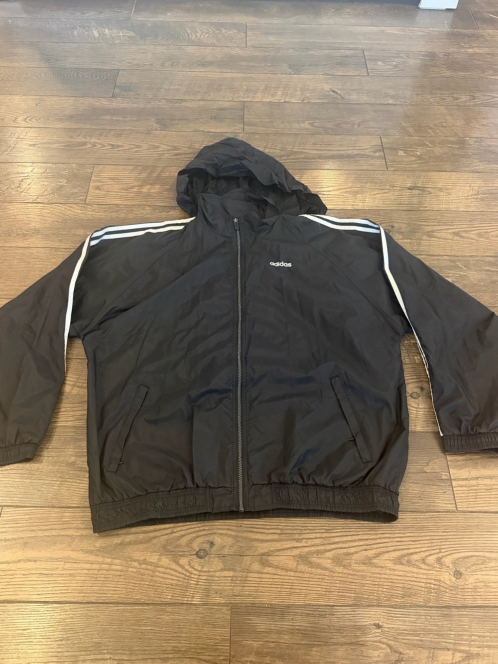 Vintage adidas Trackie Tracksuit Jacket With Hidden Hood Windbreaker Size XXL